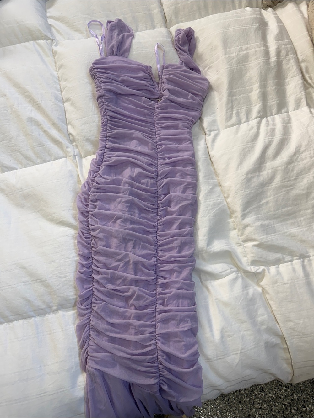 Selfie Leslie Lilac Ruched Maxi Dress